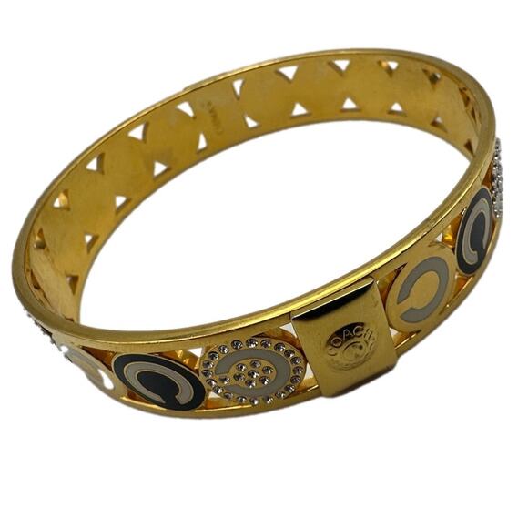 COACH HALF INCH PIERCED OP ART DISC BANGLE Bracelet - Picture 6 of 7